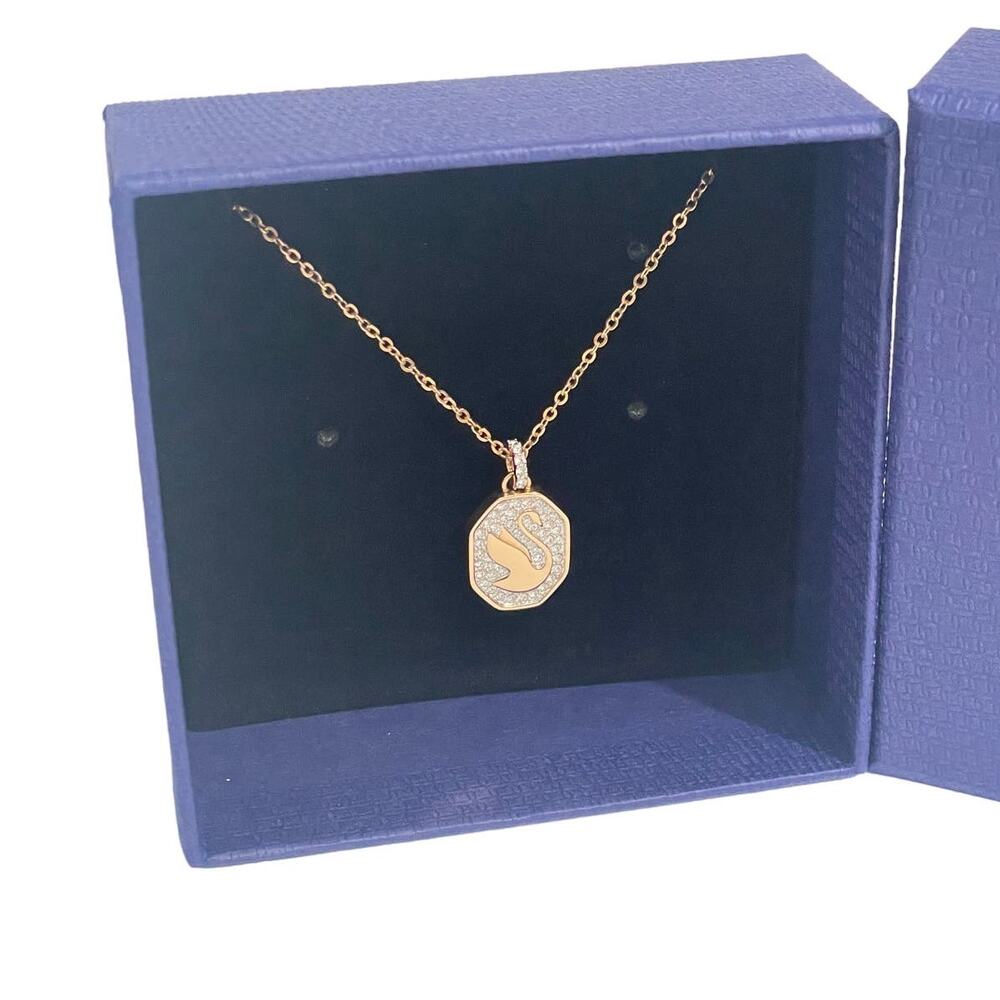 Swarovski Signum Pendant, Swan, White, Rose-Gold Tone Plated Necklace